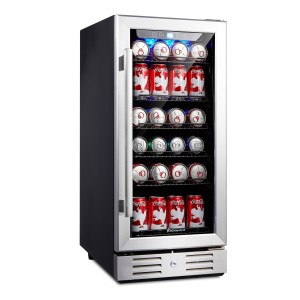 2.8 Cu.ft 15” Built-in 96 Can Beverage Cooler with Dual Pane Glass Door